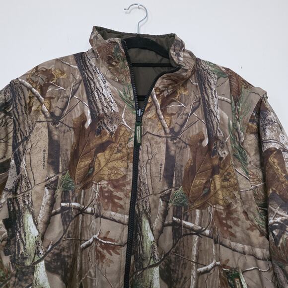 Remington Camo Reversible Hunting Puffer Jacket Mens L Green Realtree Pockets - Picture 3 of 10